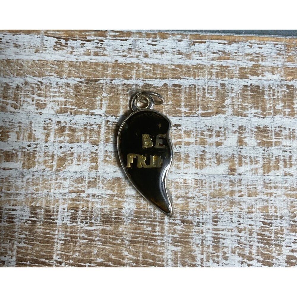 Best Friend Half Heart Pendant Charm Silver Tone
